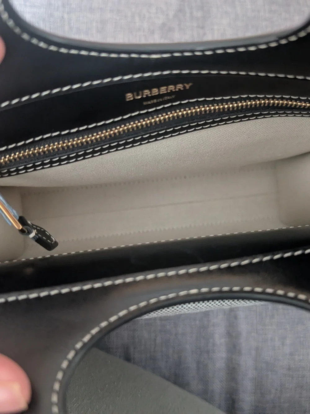 Burberry Black & White Canvas Tote Bag with Top Handle